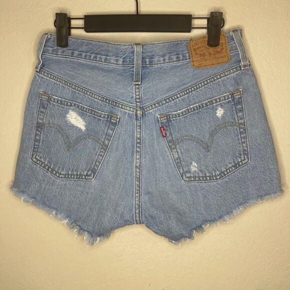 Levi’s 501 Cutoff Denim Shorts High Rise Button Fly Womens - Size W27 - Picture 3 of 5